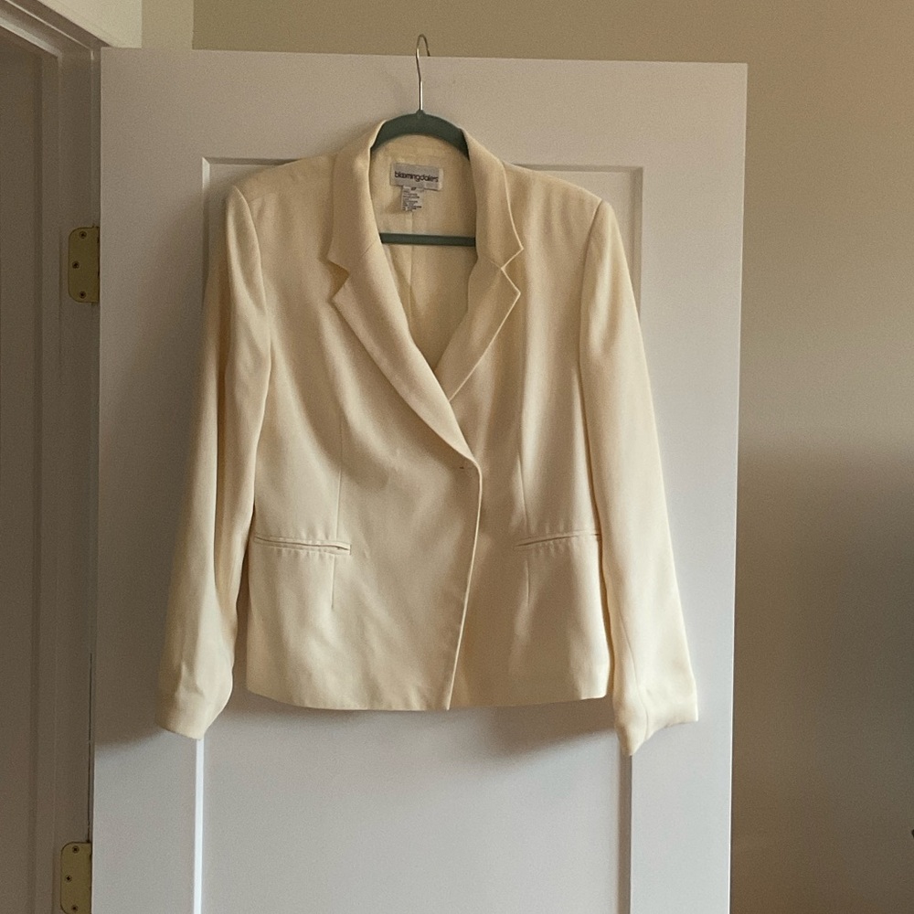 VINTAGE BLOOMINGDALES CREAM DOUBLE BREASTED BLAZER SIZE 16P